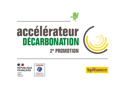 Accélérateur Décarbonation 2nd cohort logo, with the French Republic, ADEME and Bpifrance
