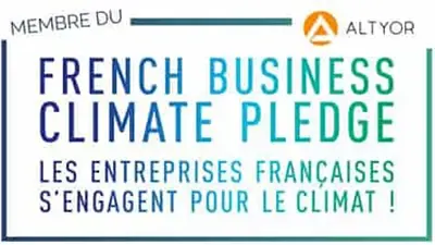 Banner “Member of the French Business Climate Pledge: French companies commit to the climate!”