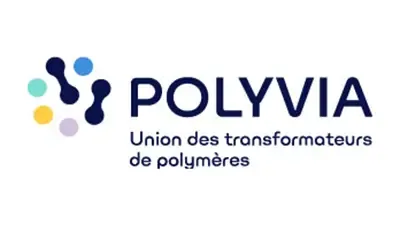 Polyvia logo, union of polymer processors
